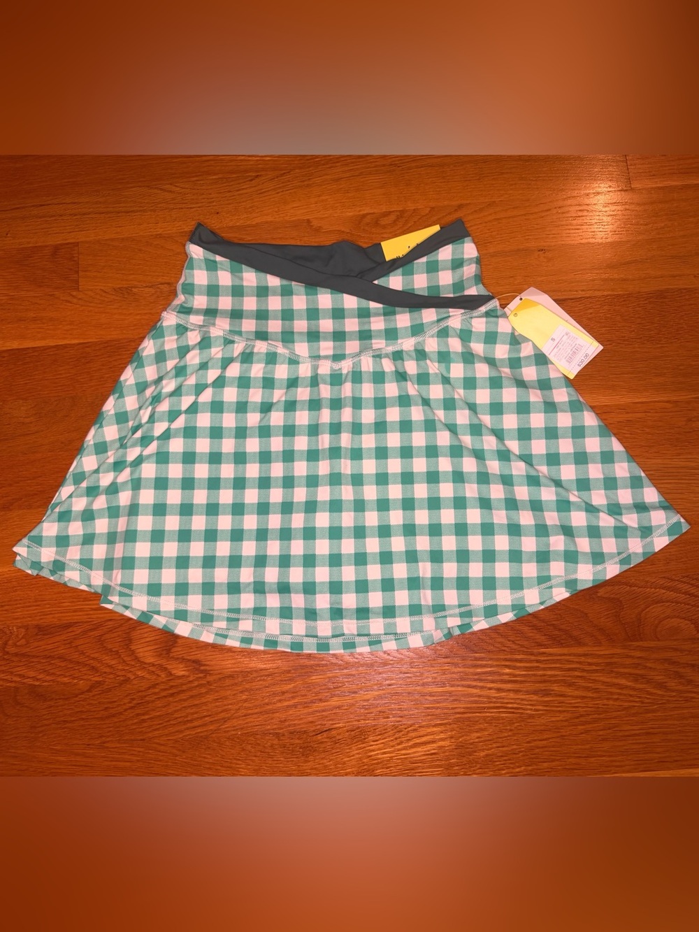 All in Motion Green White Gingham High Rise Tennis Skort Size S NWT